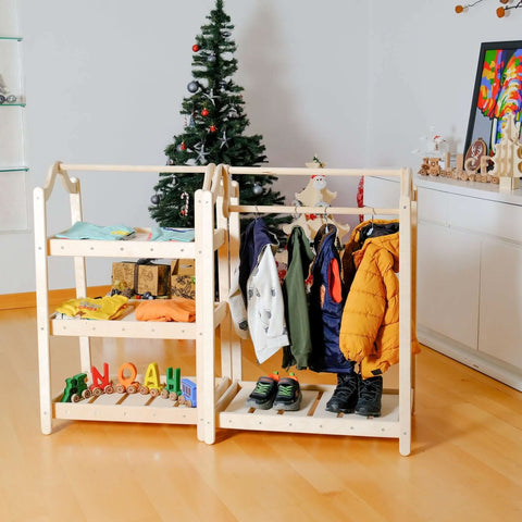 Armario de madera Montessori: organizador ideal de ropa infantil