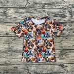 Camiseta de manga corta con collage occidental