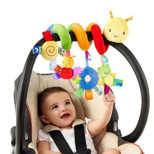 Lindo cochecito de bebé con forma de espiral, juguetes colgantes de viaje, sonajeros de bebé, coloridos para niños y bebés.