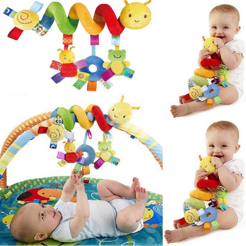 Lindo cochecito de bebé con forma de espiral, juguetes colgantes de viaje, sonajeros de bebé, coloridos para niños y bebés.