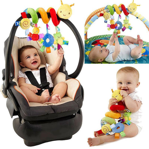 Lindo cochecito de bebé con forma de espiral, juguetes colgantes de viaje, sonajeros de bebé, coloridos para niños y bebés.