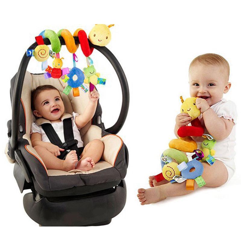 Lindo cochecito de bebé con forma de espiral, juguetes colgantes de viaje, sonajeros de bebé, coloridos para niños y bebés.
