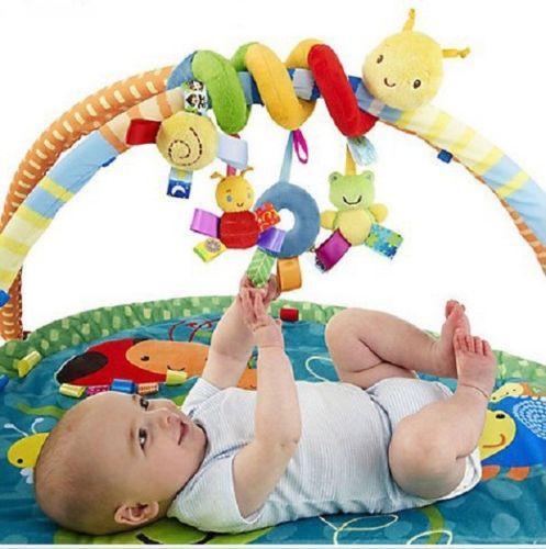 Lindo cochecito de bebé con forma de espiral, juguetes colgantes de viaje, sonajeros de bebé, coloridos para niños y bebés.