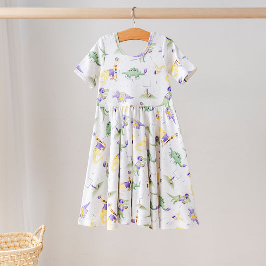 Vestido de algodón orgánico LSU Dino All-Stars para niños