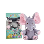 MEACAOFG™ Elefante de peluche interactivo - Juguete educativo musical "cucú" para bebés y niños pequeños