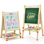Caballete de arte infantil con rollo de papel, caballete de dibujo regulable de doble cara.
