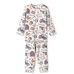 Conjunto de pijama infantil de bambú con estampado de mercado agrícola