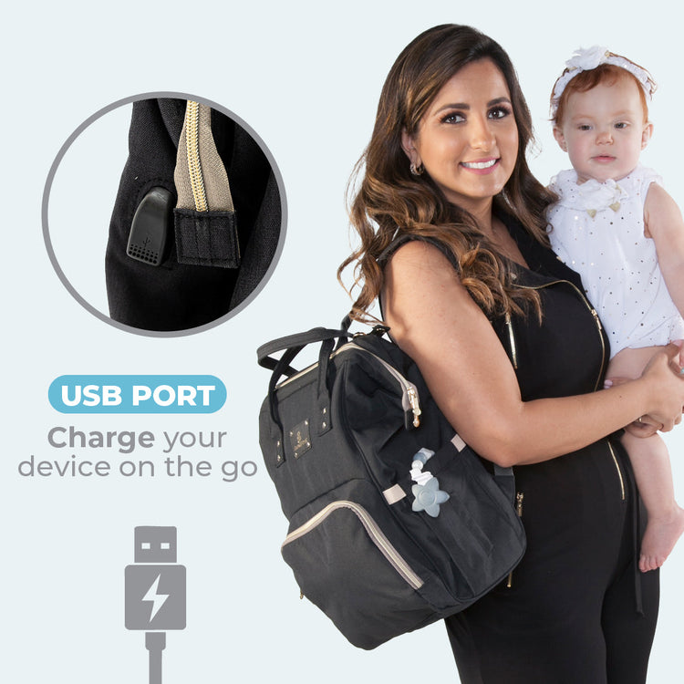 Primo Passi - Mochila, Bolso Pañalera Lucca, Negro