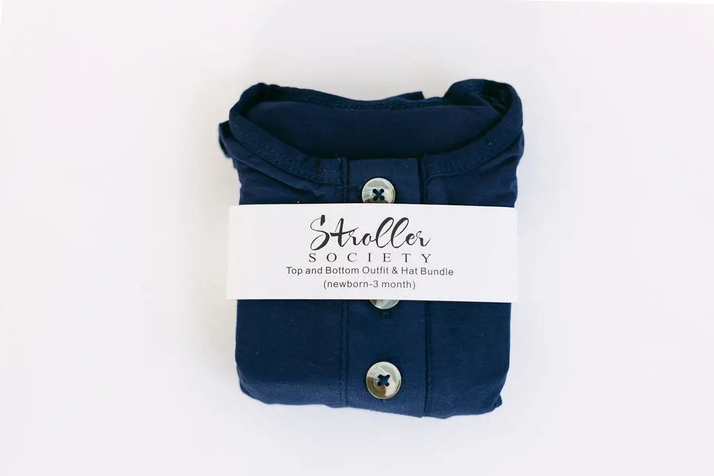 Conjunto de 3 piezas para bebé niño - Conjunto para recién nacido para llevar a casa - Azul marino