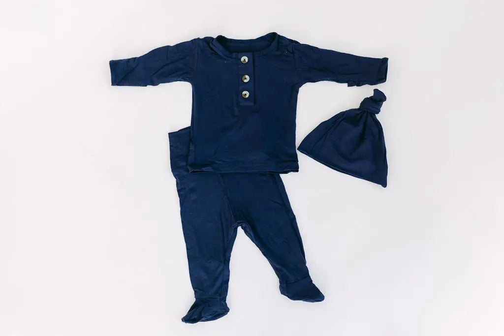 Conjunto de 3 piezas para bebé niño - Conjunto para recién nacido para llevar a casa - Azul marino
