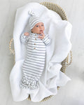 Conjunto de vestido de bebé con nudo - Rayas negras (Recién nacido-3 meses)
