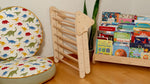Parque infantil interior Montessori | Triángulo Pikler, arco de escalada, rampa y almohada 2 en 1