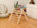 Parque infantil interior Montessori | Triángulo Pikler, arco de escalada, rampa y almohada 2 en 1