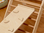 Parque infantil interior Montessori | Triángulo Pikler, arco de escalada, rampa y almohada 2 en 1