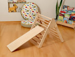 Parque infantil interior Montessori | Triángulo Pikler, arco de escalada, rampa y almohada 2 en 1