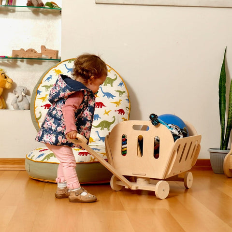 Almacenamiento de juguetes Montessori: Baúl ecológico para guardería y sala de juegos