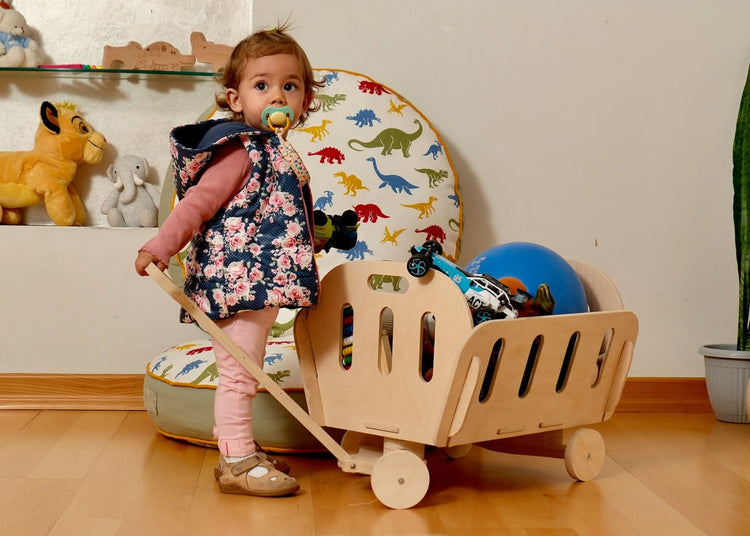Almacenamiento de juguetes Montessori: Baúl ecológico para guardería y sala de juegos