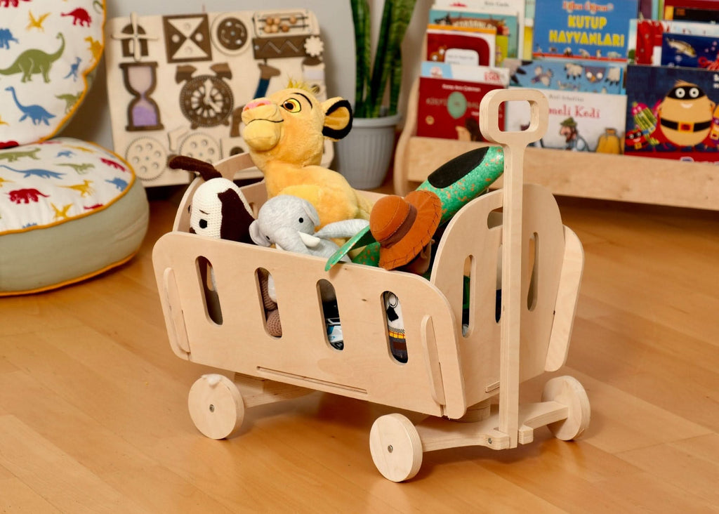Almacenamiento de juguetes Montessori: Baúl ecológico para guardería y sala de juegos