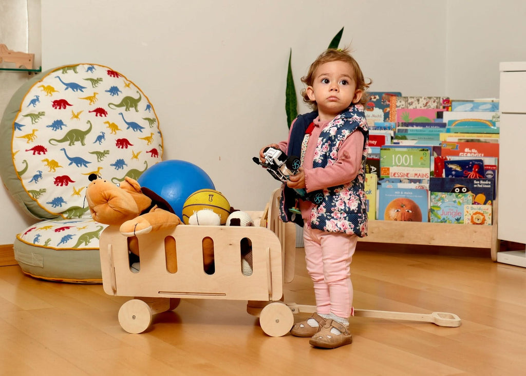 Almacenamiento de juguetes Montessori: Baúl ecológico para guardería y sala de juegos