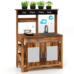 Cocina de juguete de madera de abeto con 4 ollas para pintar, grifo y fregadero extraíble - Natural