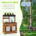 Cocina de juguete de madera de abeto con 4 ollas para pintar, grifo y fregadero extraíble - Natural