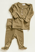 Conjunto de ropa para recién nacido niño - Verde militar | Conjunto para la salida del hospital del bebé niño