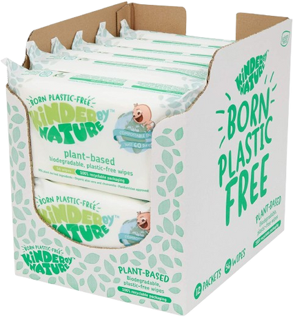 Toallitas húmedas para bebés Kinder by Nature 100 % biodegradables de origen vegetal - 672 unidades (12 paquetes de 56 toallitas)