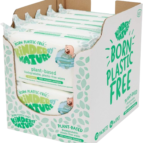 Toallitas húmedas para bebés Kinder by Nature 100 % biodegradables de origen vegetal - 672 unidades (12 paquetes de 56 toallitas)