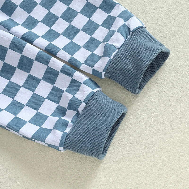 Conjunto de 2 piezas para bebé y niño pequeño, para hermano o hermana mayor, de otoño, con jersey de manga larga con bordado de letras y pantalones a cuadros