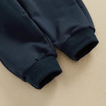 Conjunto de 2 piezas de otoño para bebés y niños pequeños, jersey de manga larga con solapa y media cremallera, conjunto de pantalones de color liso