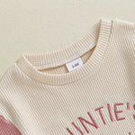 Mono de manga corta con cuello redondo y bordado de letras en colores contrastantes para mejor amiga de la tía.