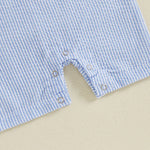 Mono de verano para bebé niño, sin mangas, cuello redondo, a rayas, bordado, carrito de golf