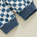 Conjunto de 2 piezas para niños y niñas, camiseta de manga larga con estampado de letras y pantalones a cuadros con cintura elástica y estampado de hermano mayor/hermana