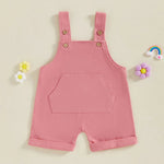 Mono para bebé, niño y niña, sin mangas, cuello cuadrado, bolsillo delantero, tirantes, pantalones cortos, mono