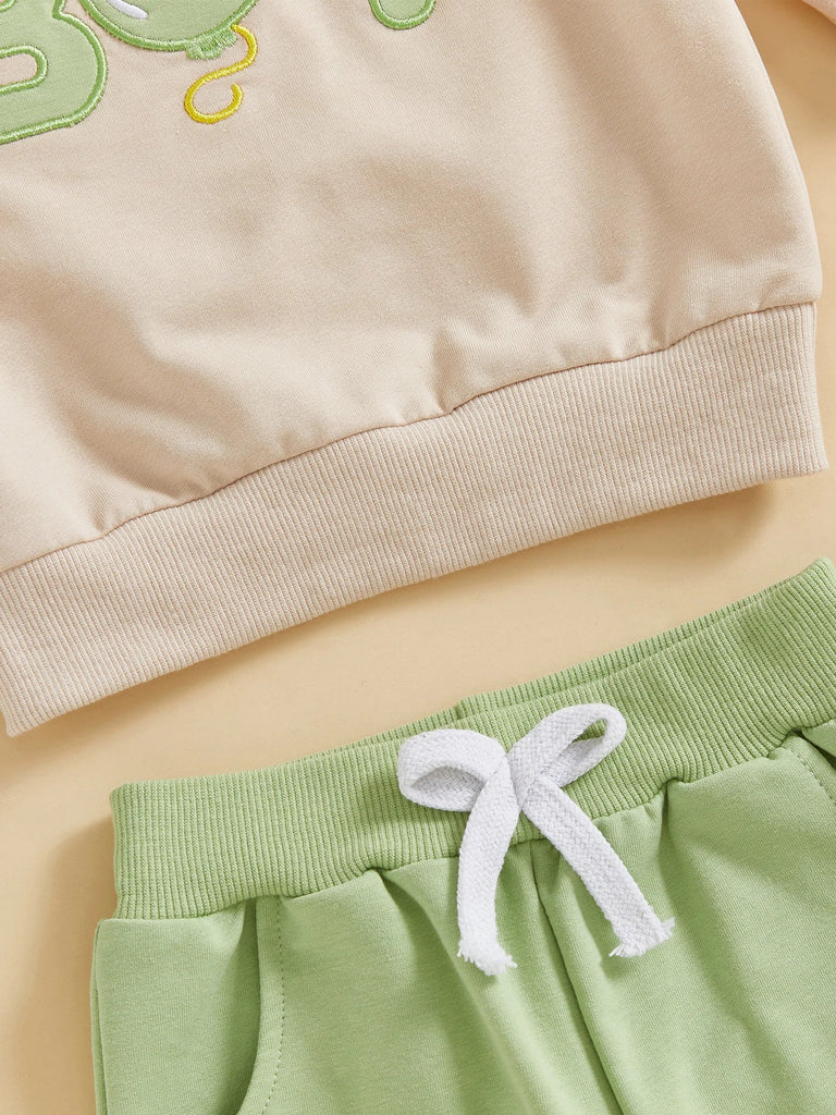 Conjunto de 2 piezas para bebé niño pequeño, traje de cumpleaños para niño, jersey de manga larga con bordado de globo y letras, cuello redondo, pantalones de chándal lisos con cintura elástica