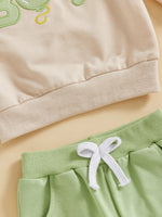 Conjunto de 2 piezas para bebé niño pequeño, traje de cumpleaños para niño, jersey de manga larga con bordado de globo y letras, cuello redondo, pantalones de chándal lisos con cintura elástica
