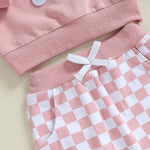 Conjunto de 2 piezas para bebé y niño pequeño, para hermano o hermana mayor, de otoño, con jersey de manga larga con bordado de letras y pantalones a cuadros