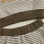 Conjunto de ropa para bebé niño pequeño, 2 piezas, otoño, con bordado de rugby, camiseta de manga larga a rayas y pantalones elásticos