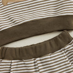 Conjunto de ropa para bebé niño pequeño, 2 piezas, otoño, con bordado de rugby, camiseta de manga larga a rayas y pantalones elásticos