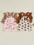 Conjunto de 2 piezas de ropa de otoño para bebés y niñas pequeñas, mono de manga larga y vestido con estampado de fútbol