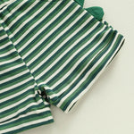 Conjunto de 2 piezas de dinosaurio a rayas para bebés y niños pequeños, camiseta sin mangas con cuello redondo, pantalones cortos con cintura elástica y bolsillos