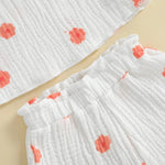 Conjunto de 2 piezas de camiseta con mangas cortas y cintura elástica con volantes para bebé y niña pequeña, conjunto de verano