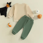 Conjunto de otoño para bebé niño, sudadera de manga larga con bordado de calabaza, pavo y tractor y pantalones elásticos