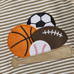 Conjunto de ropa para bebé niño pequeño, 2 piezas, otoño, con bordado de rugby, camiseta de manga larga a rayas y pantalones elásticos