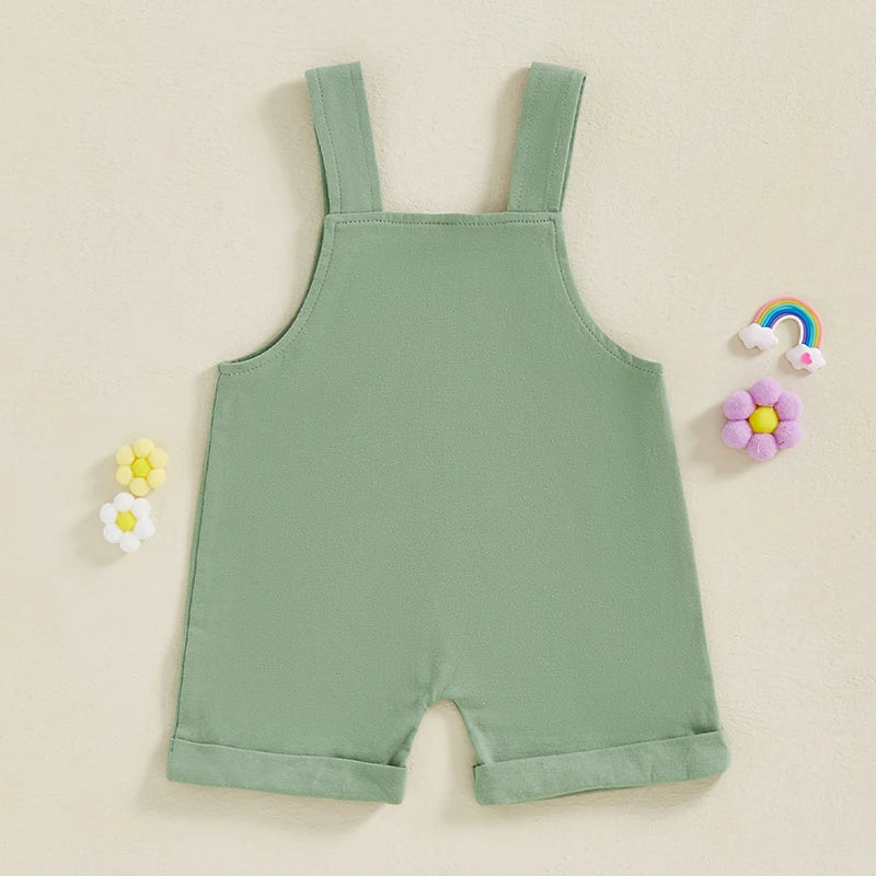 Mono para bebé, niño y niña, sin mangas, cuello cuadrado, bolsillo delantero, tirantes, pantalones cortos, mono