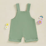 Mono para bebé, niño y niña, sin mangas, cuello cuadrado, bolsillo delantero, tirantes, pantalones cortos, mono
