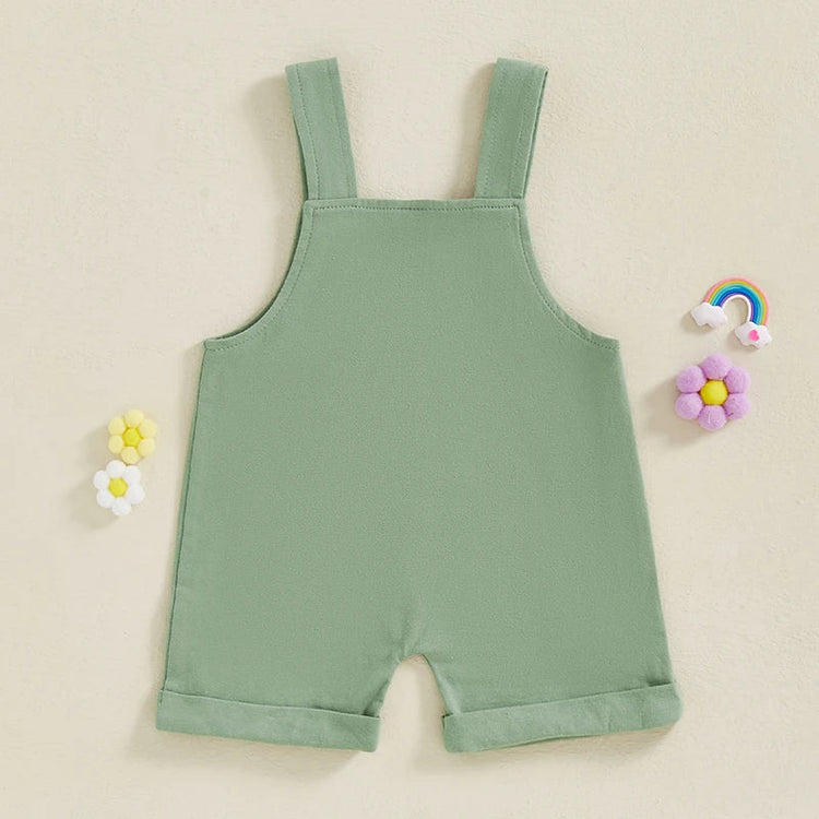 Mono para bebé, niño y niña, sin mangas, cuello cuadrado, bolsillo delantero, tirantes, pantalones cortos, mono