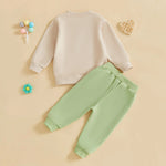Conjunto de 2 piezas para bebé niño pequeño, traje de cumpleaños para niño, jersey de manga larga con bordado de globo y letras, cuello redondo, pantalones de chándal lisos con cintura elástica