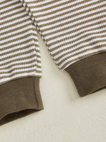 Conjunto de ropa para bebé niño pequeño, 2 piezas, otoño, con bordado de rugby, camiseta de manga larga a rayas y pantalones elásticos