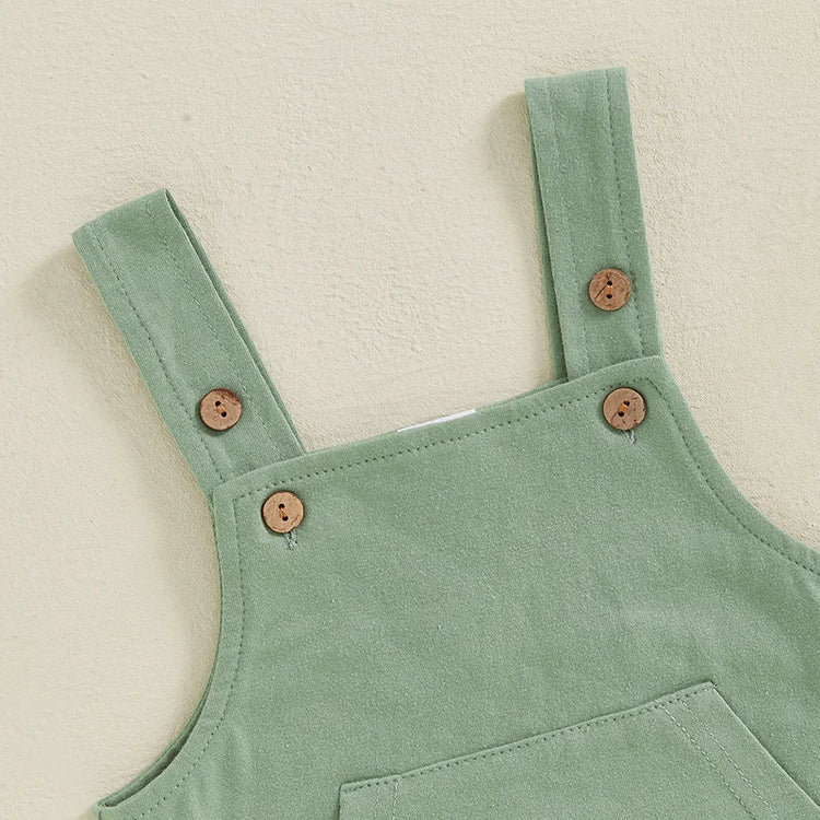 Mono para bebé, niño y niña, sin mangas, cuello cuadrado, bolsillo delantero, tirantes, pantalones cortos, mono